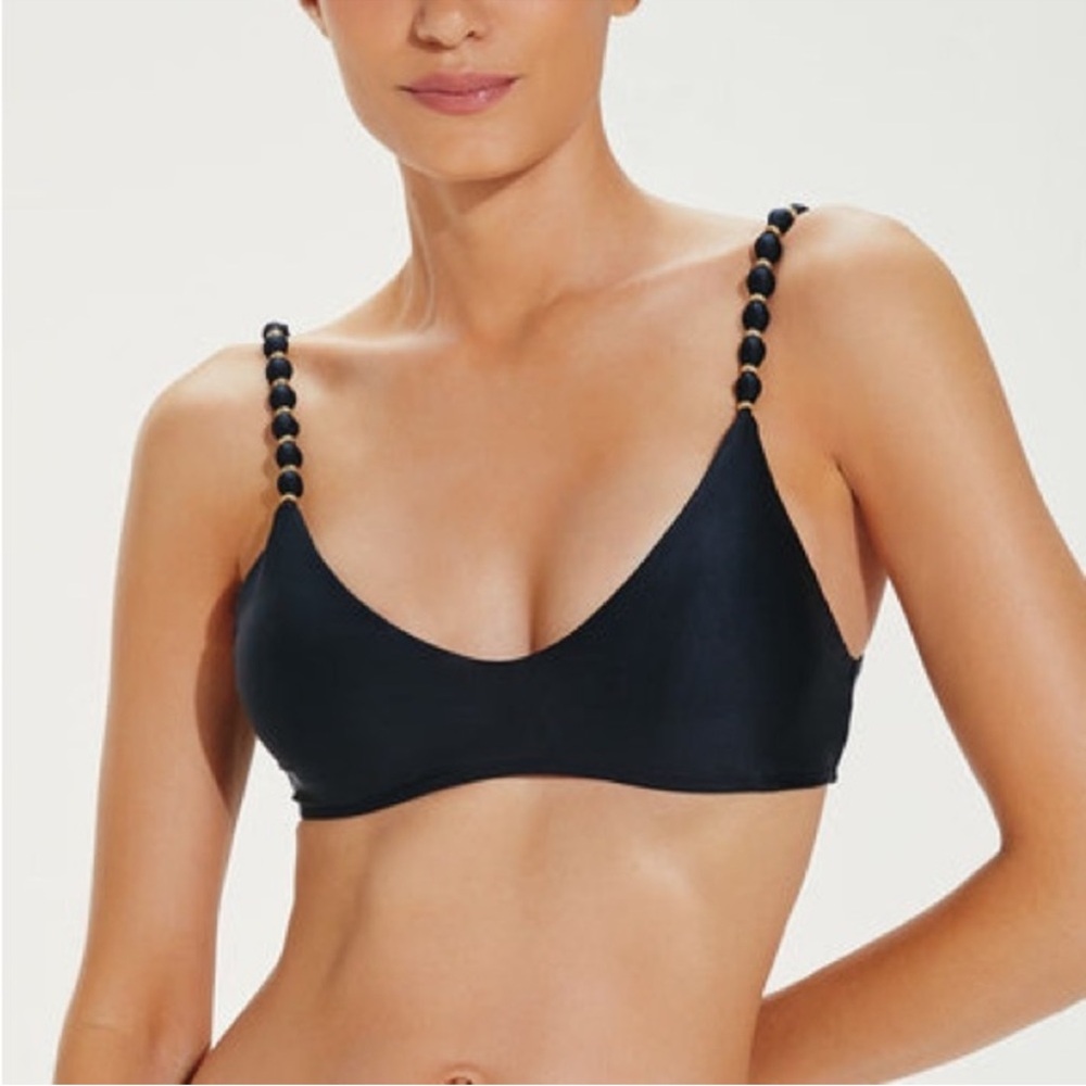 Vix Li Solid Beaded Bikini Top, Size D